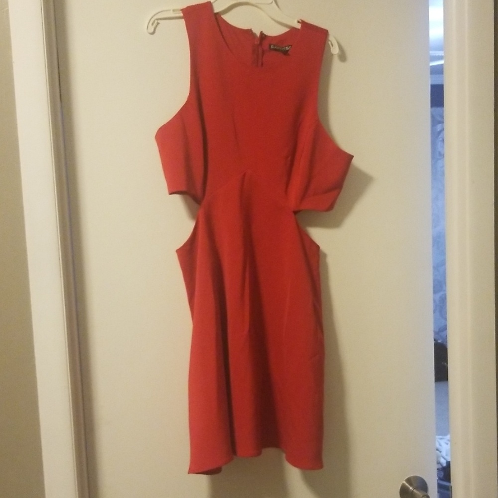 Express red cut out dress